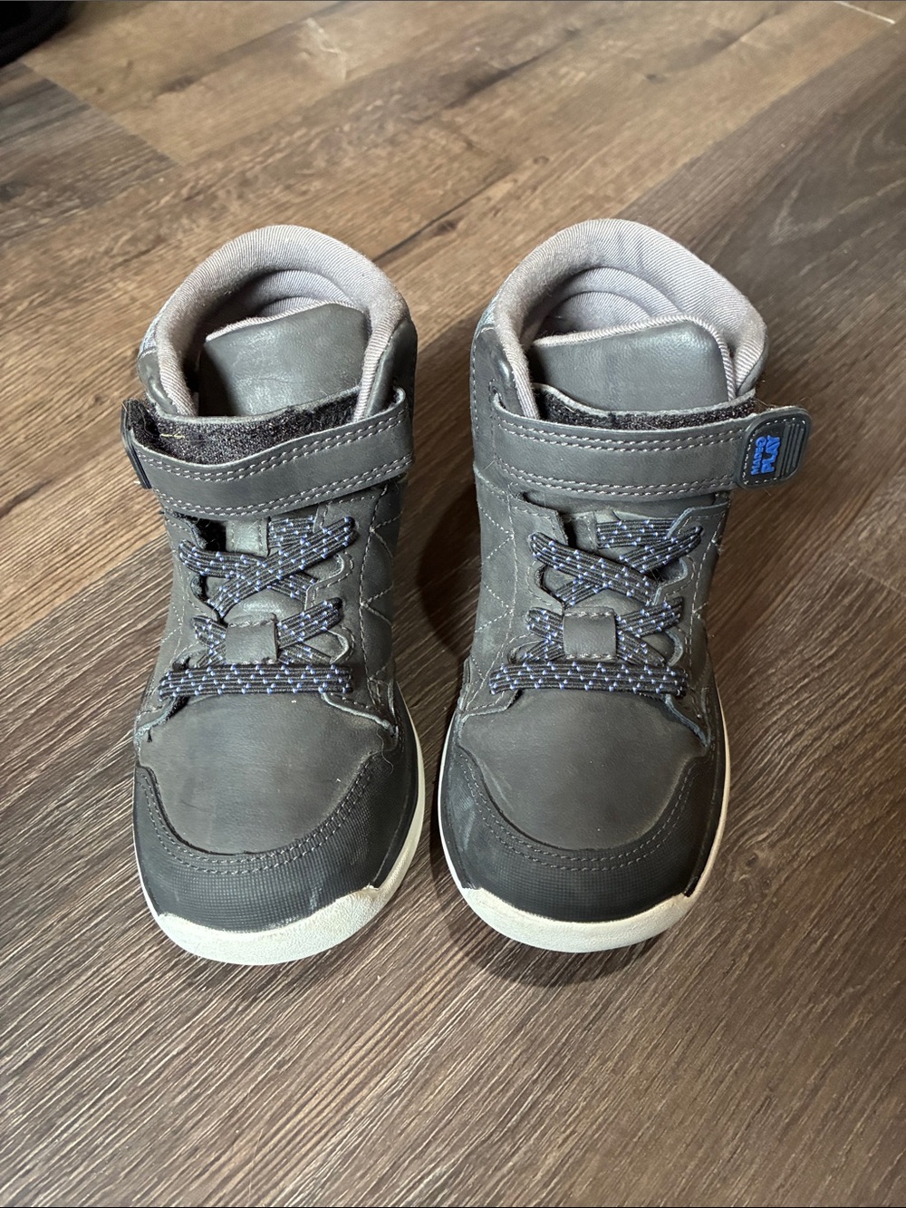 Stride Rite Boys Gray High-Top Boots with Hook-and-Loop Strap